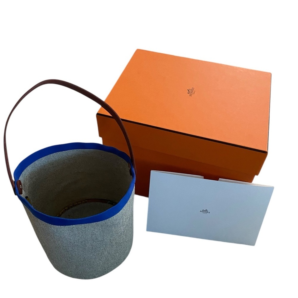 Authentic Hermès Canvas and Leather Bucket Bag